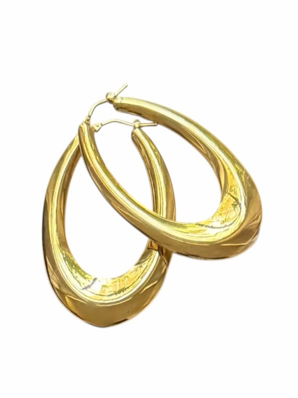 Milor Italy 14K Yellow Gold Polished Large Oval Hoop Earrings - Picture 8 of 11